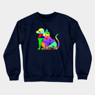 Colorful cute small puppies and kittens Crewneck Sweatshirt